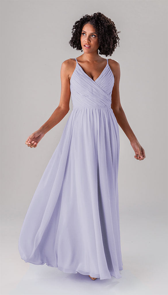 H&M Lace Pleated Maxi Bridesmaid Dress, Lilac/Pale Blue