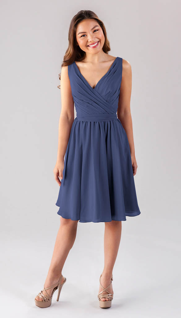 navy blue knee length bridesmaid dresses