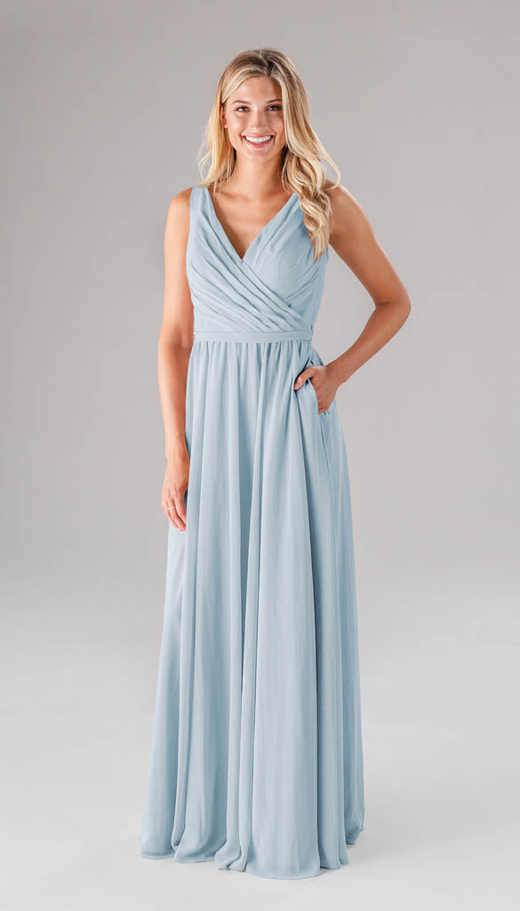 Sea glass blue bridesmaid cheap dress