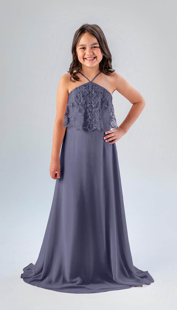 Steel blue deals junior bridesmaid dresses