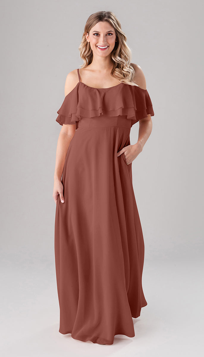 Logan off the shoulder evening dress best sale