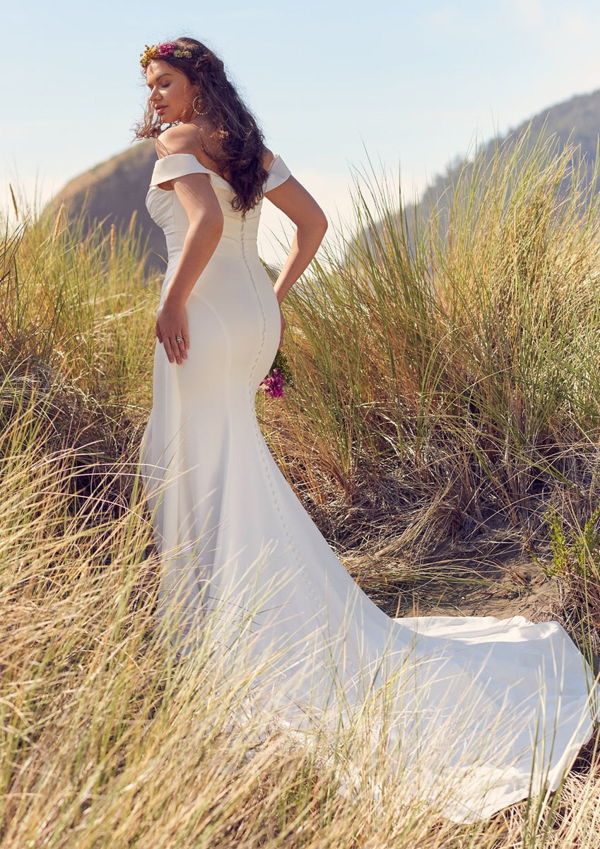 Crepe Off-the-Shoulder Sheath Wedding Dress