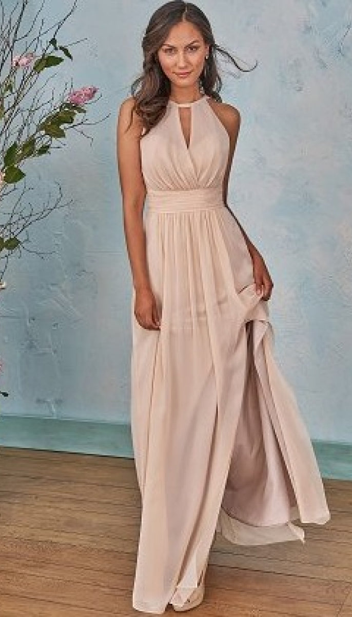 B2 Bridesmaid B203004 Poly Chiffon Keyhole Halter Neckline Dress Wedding Shoppe 6243