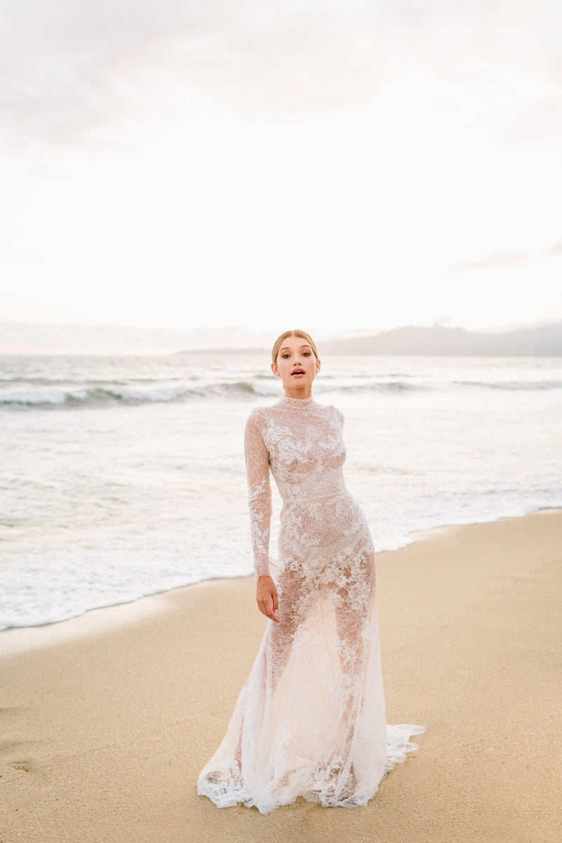 Beach Wedding Bride Dresses Mother of the Mock Turtleneck