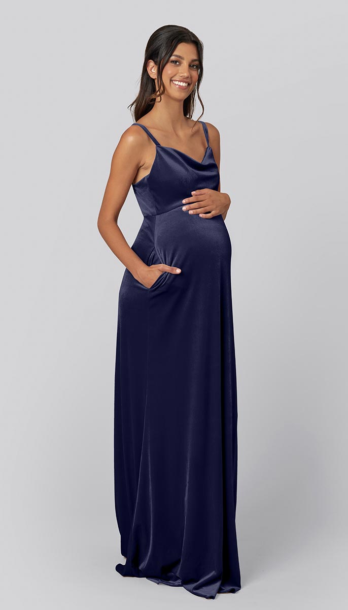 Kennedy Blue Drew Velvet Maternity Bridesmaid Dress | The Wedding Shoppe