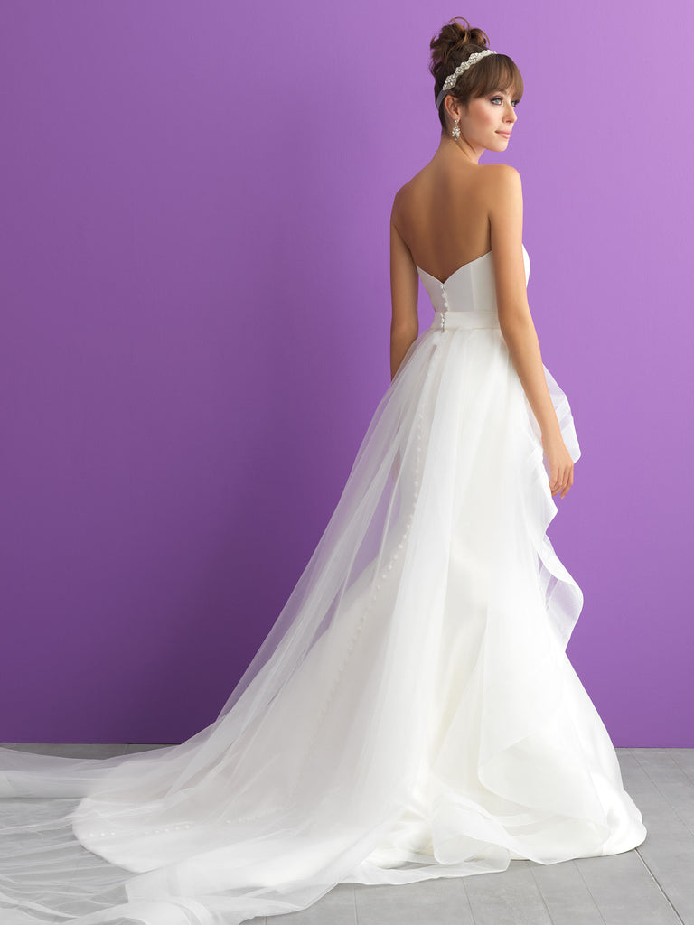 Halo, White Strapless Satin Long Mermaid Wedding Dress