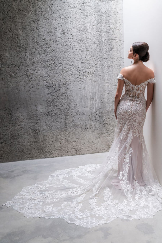 Allure Bridal Lace Wedding Dress with Crystal