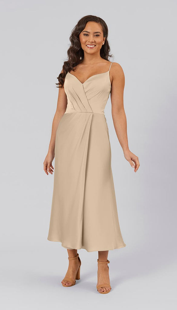 Double strap georgette bridesmaid wrap clearance dress