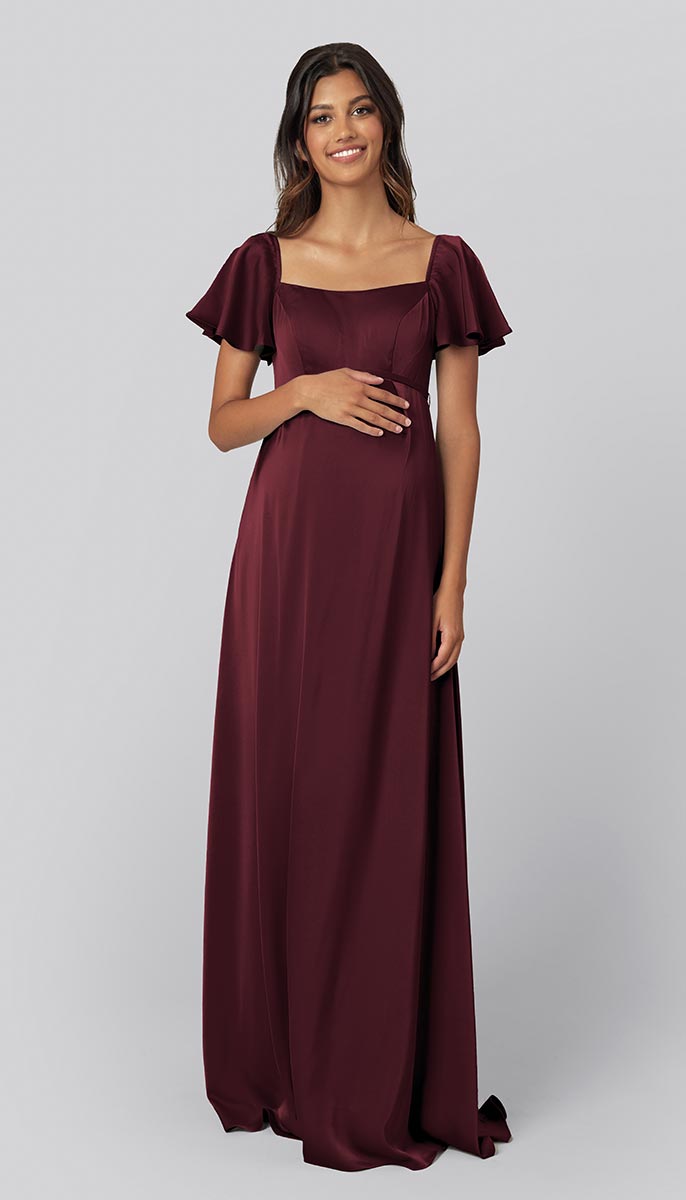 burgundy maternity bridesmaid dress