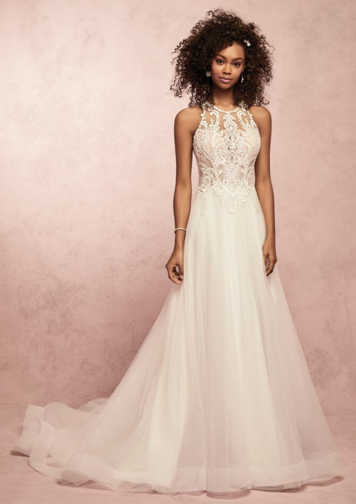 Simple Lace High Neck Wedding Dress  Rebecca Ingram Ardelle – Wedding  Shoppe