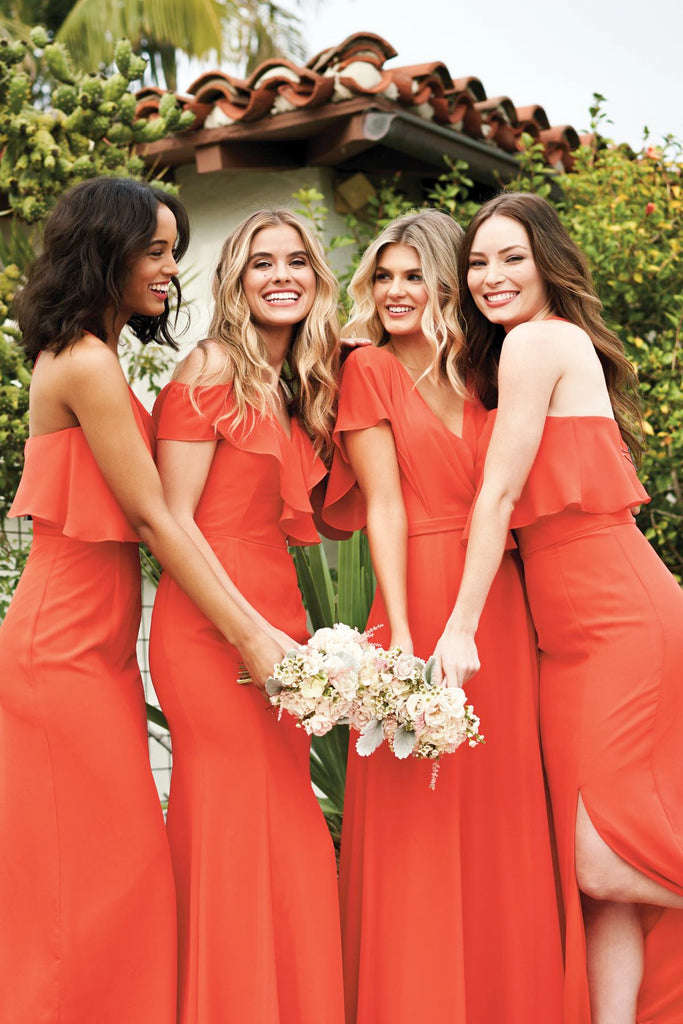 cheap coral bridesmaid dresses