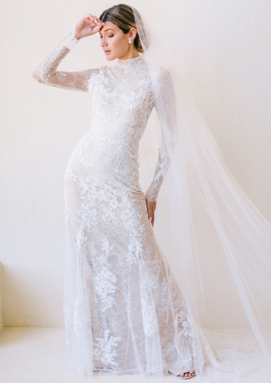 Beach Wedding Bride Dresses Mother of the Mock Turtleneck